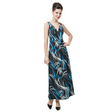 Sexy Women Long Dress Print Deep V Neck Backless Elegant Maxi Dress Bohemian Party Beach Dress Dark Blue TIML66 TIML66
