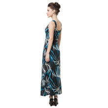 Sexy Women Long Dress Print Deep V Neck Backless Elegant Maxi Dress Bohemian Party Beach Dress Dark Blue TIML66 TIML66