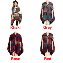 Vintage Women Shawls And Scarves Poncho Blanket Cape Contrast Geometric Warm Cardigan Long Blanket Scarf Pashmina TIML66 TIML66