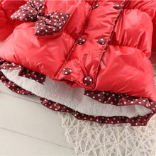 Super Warm Baby Girl Down Coat Bebe Hooded Jacket Bowknot Long Sleeve Jackets Kids Polka Dot Outwear TIML66