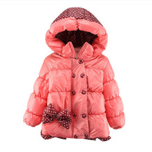 Super Warm Baby Girl Down Coat Bebe Hooded Jacket Bowknot Long Sleeve Jackets Kids Polka Dot Outwear TIML66