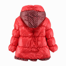 Super Warm Baby Girl Down Coat Bebe Hooded Jacket Bowknot Long Sleeve Jackets Kids Polka Dot Outwear TIML66