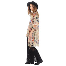 women chiffon blouses open front floral leaf print half sleeves thin outerwear loose elegant cardigan women coat yellow TIML66