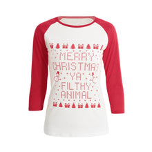 Women Christmas Tree Printed T-Shirt Ladies O-Neck Long Sleeve Patchwork Tops Holiday Casual Tee Top RedGreen Pull TIML66 TIML66