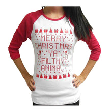 Women Christmas Tree Printed T-Shirt Ladies O-Neck Long Sleeve Patchwork Tops Holiday Casual Tee Top RedGreen Pull TIML66 TIML66