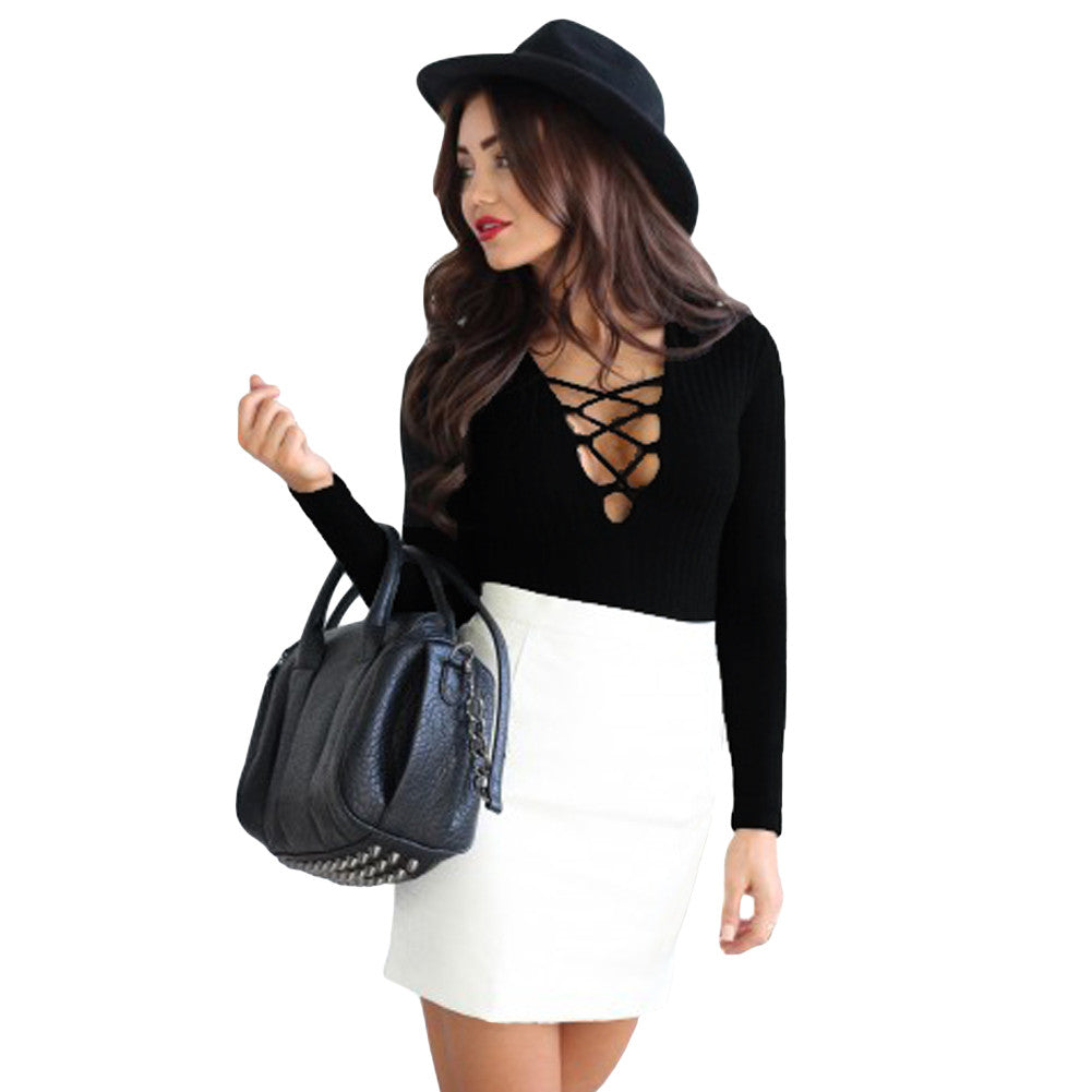 Women Jumpsuit Sexy Bodysuit Criss Cross Deep V Neck Ribbed Tights Bodycon Jumpsuit Short Rompers BlackGrey TIML66 TIML66