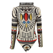 women ladies printing slim bodycon long sleeve club playsuits jumpsuit tops transparent bodysuits tops TIML66