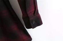 women plaid vintage dress turn down collar long sleeve shirt dress elegant lady office party dress vestidos red TIML66