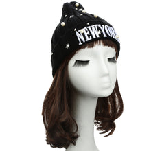 unisex casual beanie for women men hat letter embroidery pearl warm hip hop cool knitted cap headwear TIML66
