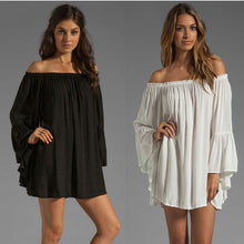 Europe Women Boho Chiffon Dress off the Shoulder Flare Sleeve Sexy Mini Dress Plus Size S M L XL TIML66 TIML66