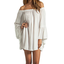 Europe Women Boho Chiffon Dress off the Shoulder Flare Sleeve Sexy Mini Dress Plus Size S M L XL TIML66 TIML66