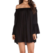 Europe Women Boho Chiffon Dress off the Shoulder Flare Sleeve Sexy Mini Dress Plus Size S M L XL TIML66 TIML66