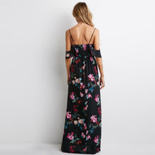 Off Shoulder Dress Sleeveless Chiffon Women Maxi Dress Retro Floral Print Evening Long Party Dress Vestidos TIML66 TIML66