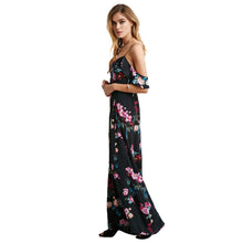 Off Shoulder Dress Sleeveless Chiffon Women Maxi Dress Retro Floral Print Evening Long Party Dress Vestidos TIML66 TIML66