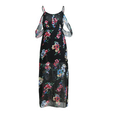 Off Shoulder Dress Sleeveless Chiffon Women Maxi Dress Retro Floral Print Evening Long Party Dress Vestidos TIML66 TIML66