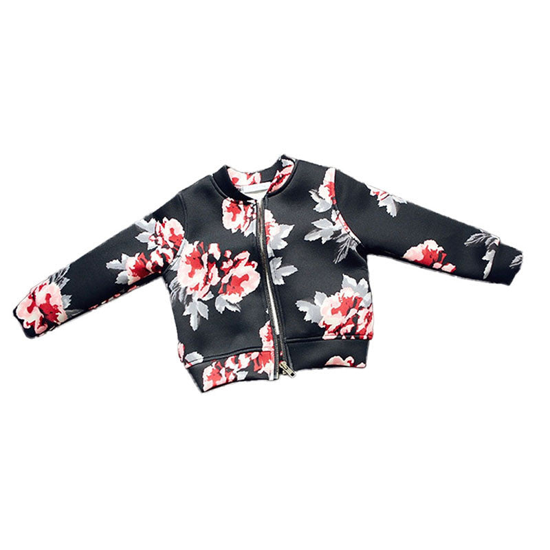 Pink Black Toddler Girl Coats Zipper Tops Toddler Child Baby Warm Sweatshirt Jackets  TIML66