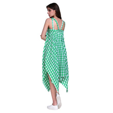plaid women dress sweetheart neck spaghetti strap eelegant dress casual evening party dress green TIML66