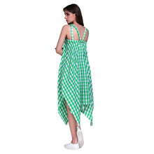Plaid Women Dress Sweetheart Neck Spaghetti Strap Eelegant Dress Casual Evening Party Dress Green TIML66 TIML66