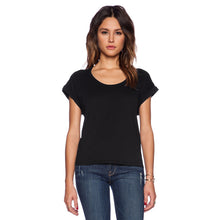 plus size tops o neck short sleeve t-shirts women sexy backless crop tops casual basic t-shirts tees black TIML66