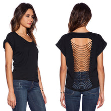 plus size tops o neck short sleeve t-shirts women sexy backless crop tops casual basic t-shirts tees black TIML66