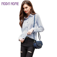 plus size women blouses clothing striped print long sleeve white pocket-shirts women tops vintage ladies blouse blusa TIML66