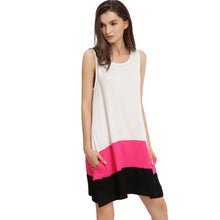 plus size women casual dresses round neck sleeveless pocket dress patchwork sexy party mini dress vestido de festa TIML66