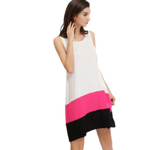 Plus Size Women Casual Dresses Round Neck Sleeveless Pocket Dress Patchwork Sexy Party Mini Dress Vestido De Festa TIML66 TIML66