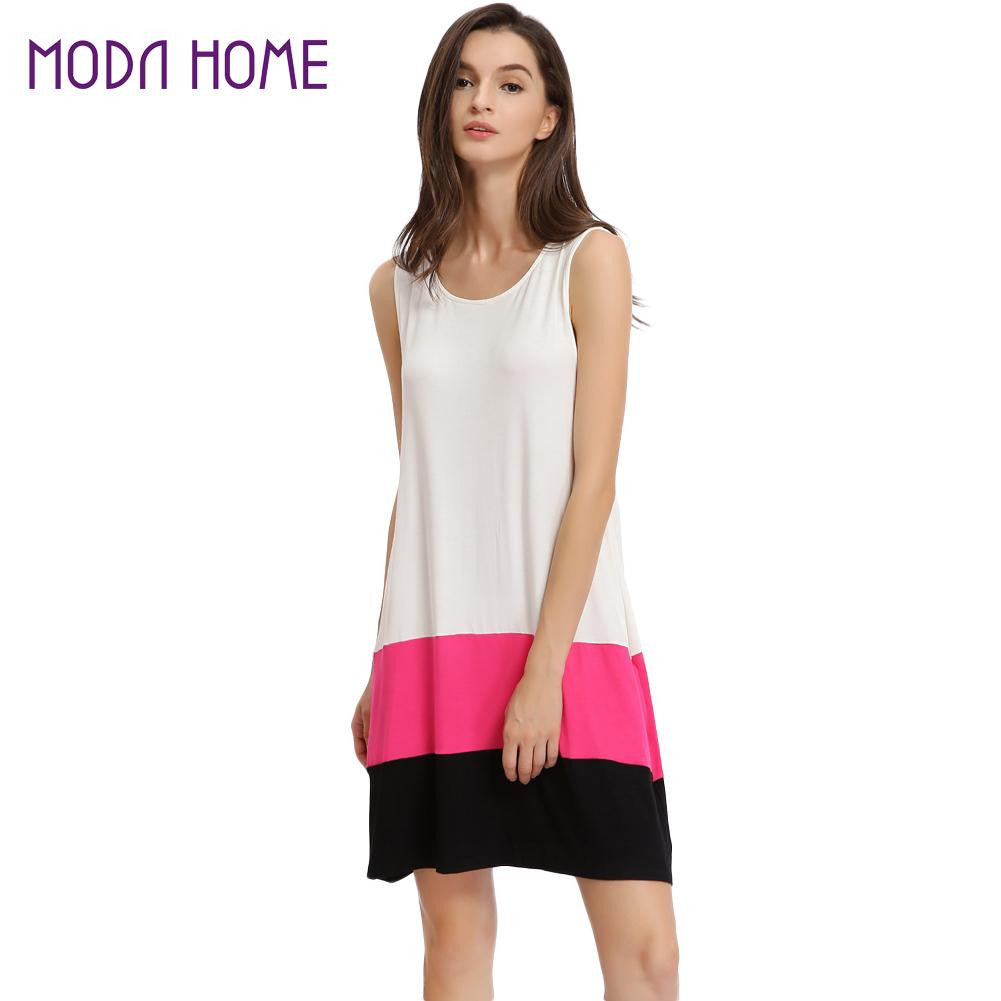 Plus Size Women Casual Dresses Round Neck Sleeveless Pocket Dress Patchwork Sexy Party Mini Dress Vestido De Festa TIML66 TIML66