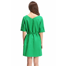 Plus Size Women Elegant Dress Solid Color V Neck Party Dresses Half Sleeve Strap OL Casual Mini Dress Green Watermelon Red TIML66 TIML66