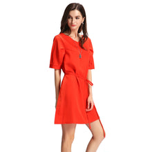 Plus Size Women Elegant Dress Solid Color V Neck Party Dresses Half Sleeve Strap OL Casual Mini Dress Green Watermelon Red TIML66 TIML66