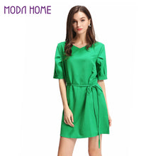 Plus Size Women Elegant Dress Solid Color V Neck Party Dresses Half Sleeve Strap OL Casual Mini Dress Green Watermelon Red TIML66 TIML66