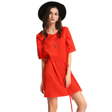 plus size women elegant dress solidcolor v neck party dresses half sleeve strap ol casual mini dress green watermelon red TIML66