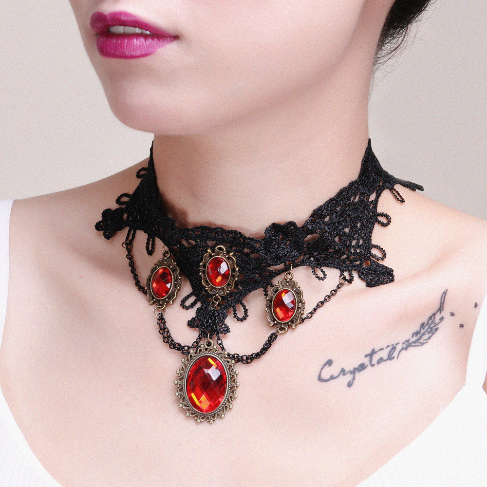 punk lace choker unique wide body chains women hollow out gothic necklace multilayerchain elegant party jewelry accessories TIML66