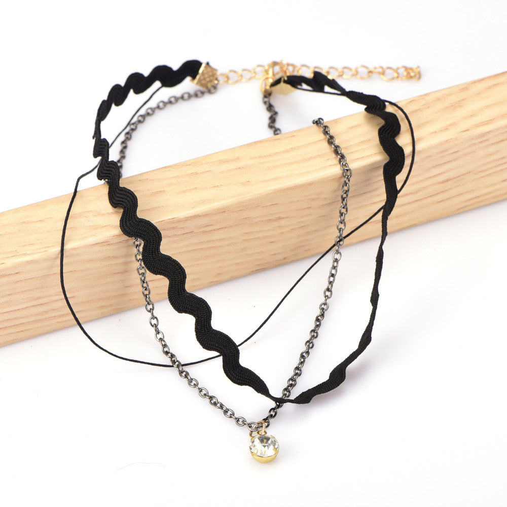 Retro Double Layers Chain Metal Ball Pendants Necklaces Women Vintage Collares Choker Statement Jewelry Accessory Collier  TIML66 TIML66