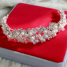 rhinestone crystal simulated pearls beads bridal crown hairband chain tiara vine decoration jewelry for wedding party hairwear TIML66