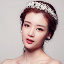 rhinestone crystal simulated pearls beads bridal crown hairband chain tiara vine decoration jewelry for wedding party hairwear TIML66