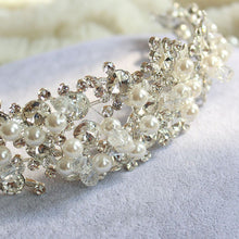 rhinestone crystal simulated pearls beads bridal crown hairband chain tiara vine decoration jewelry for wedding party hairwear TIML66