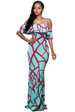 Ruffles Off Shoulder Boho Long Dress Beach Floor Length Printed Dress Women Long Sundress Bohemia Dress TIML66 TIML66