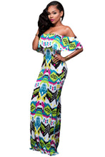 Ruffles Off Shoulder Boho Long Dress Beach Floor Length Printed Dress Women Long Sundress Bohemia Dress TIML66 TIML66