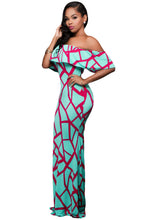 Ruffles Off Shoulder Boho Long Dress Beach Floor Length Printed Dress Women Long Sundress Bohemia Dress TIML66 TIML66