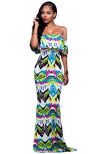 Ruffles Off Shoulder Boho Long Dress Beach Floor Length Printed Dress Women Long Sundress Bohemia Dress TIML66 TIML66