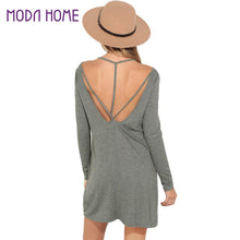 Sexy Back Backless Women T Shirt Dress O Neck Long Sleeve Solid Casual Dress Elegant Ladies Party Mini Dresses XL Vestido TIML66 TIML66