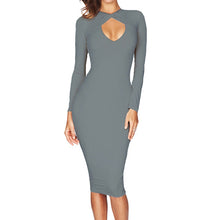 Sexy Club Women Midi Dress Solid Cut Out V-Neck Long Sleeve Bodycon Bandage Dress Club Party RedBlack Dress  TIML66 TIML66