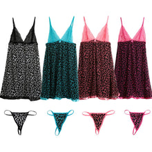 sexy costumes women babydoll dress stone print lace sheer mesh spaghetti strap sleepwear nightgown sexy lingerie with g-string TIML66