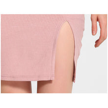 Sexy Ukraine Women Knitted Dress Solid Cross Strap Long Flare Sleeve Dress Split Slim Bodycon Ribbed Warm Dress Knitwear TIML66 TIML66