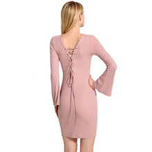 Sexy Ukraine Women Knitted Dress Solid Cross Strap Long Flare Sleeve Dress Split Slim Bodycon Ribbed Warm Dress Knitwear TIML66 TIML66