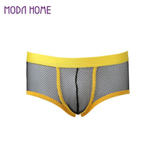 Sexy Gay Men Mesh Sheer Boxer Shorts U Convex Pouch Bokserki Dropped Elastic Waist Gridding See Through Underpants Underwear TIML66 TIML66