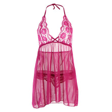Sexy Lingerie Set Nuisette Babydoll SleepwearThong Open Nightwear Halter Sheer Lace Dress Sous Vetement  TIML66 TIML66