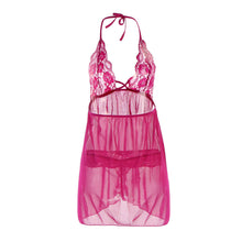 Sexy Lingerie Set Nuisette Babydoll SleepwearThong Open Nightwear Halter Sheer Lace Dress Sous Vetement  TIML66 TIML66