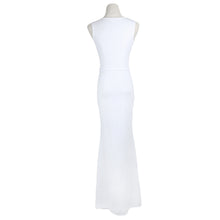Sexy Women Bandage Dress Deep V Neck Split Hem Sleeveless Solid Color Nightclub Bodycon Dress White TIML66 TIML66